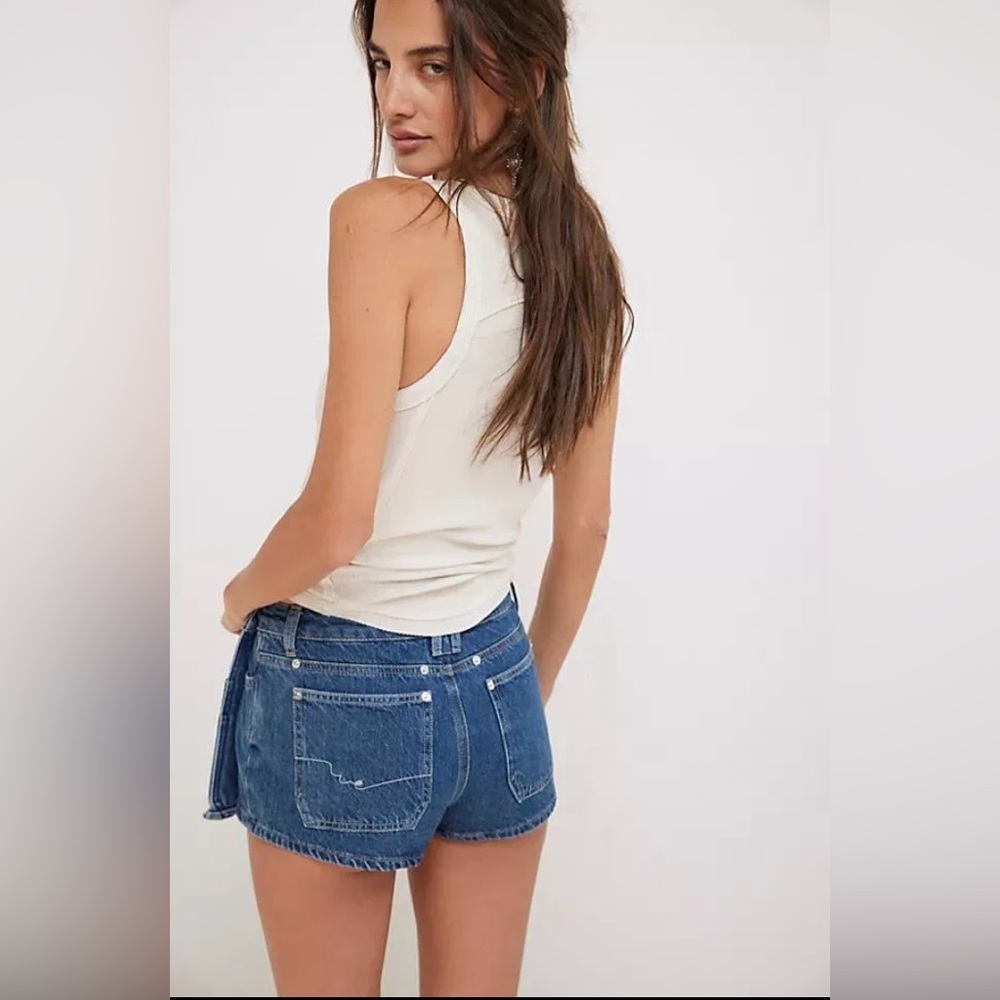 NWT We The Free - Adele Denim Skort size 25 low rise grunge utility - Picture 3 of 11